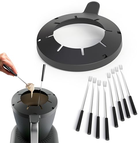 Wundermix Meltimizer – Fondue-Deckel passend für Thermomix TM7 | Fondueaufsatz mit 8 Gabeln, ideal für Käse-, Brühe- & Schokofondue, konstante Temperatur, spülmaschinengeeignet