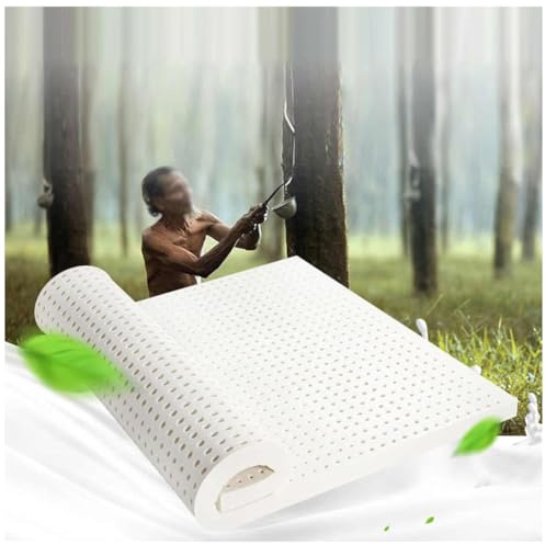 Materasso in lattice naturale, spessore 10 cm, 90 x 210 cm, fresco e di supporto, resistente alle pieghe, topper in schiuma viscoelastica per comfort e supporto.