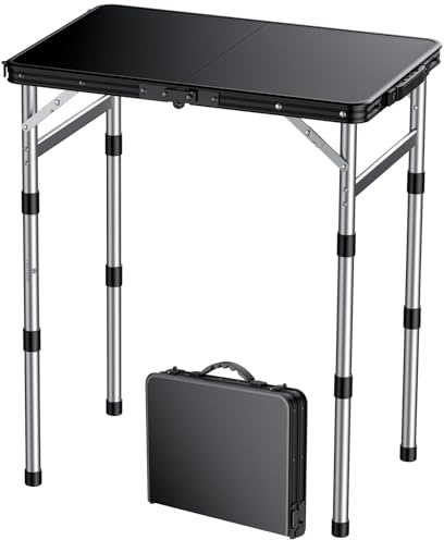 FUNYKICH Mesa Plegable Plástico 58x40cm 3 Alturas Ajustables (26/48/70 cm)
