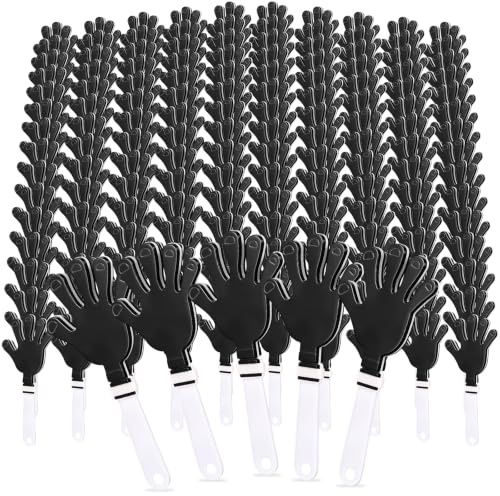 ZCYSRLQIN 100 Pcs Hand Clappers 7.5 Inch Plastic Clappers Noisemakers Party Favors Clapping Noise Maker Birthdays Game Prizes Classroom Rewards Football Sporting Events Cheers Supplies (Black,White)