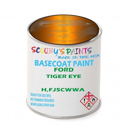 SCOOBYS PAINTS BACK IN THE MIX Paint Compatible With Ford Tiger Eye H,Fj5Cwwa Basecoat Rfu Ready For Use - spray Automotive Colour (500Ml)