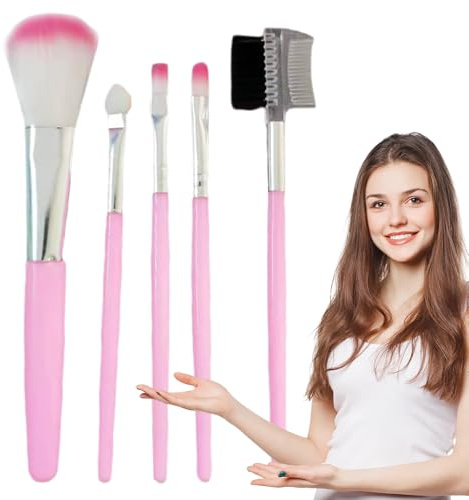 Set De Pinceles De Maquillaje 5 Piezas Herramientas De Maquillaje | Set De Pinceles Para Base Para Mujeres Novia Hogar Viaje Sombra De Ojos Base Corrector Rubor Polvo Máscara De Pestaña