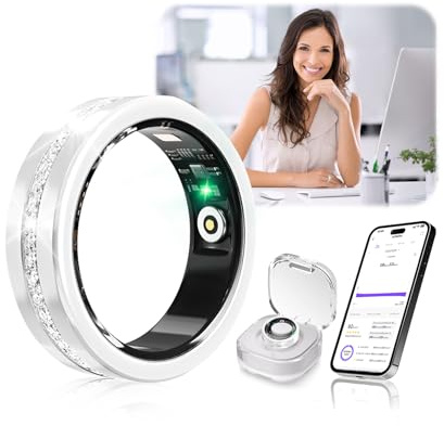 IUHFSIFS 10. Gen Diamant Smart Ring und Kabelloses Ladeetui 【IP68 Wasserdicht-0 Messfehler】 Fitness Tracking Ring with Heart Rate, Sleep Monitor，Smartring Kompatibel mit Android und iOS,Silber 9