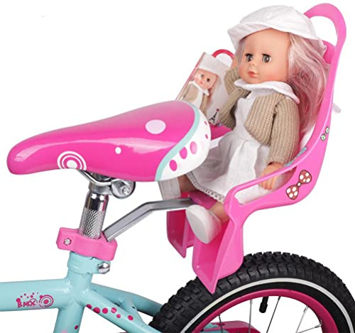 Accesorio para Asiento de Bicicleta para Muñecas para Niños con Pegatinas para Decoración de Ciclo de Muñecas de Animales de Peluche para Niñas (Rosa)