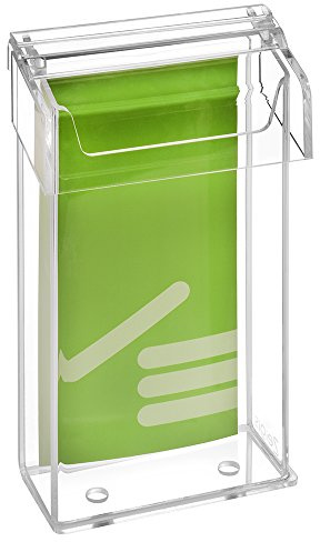 Zeigis Caja para folletos DIN larga, formato vertical, resistente a la intemperie, para exteriores, con tapa, de cristal acrílico transparente