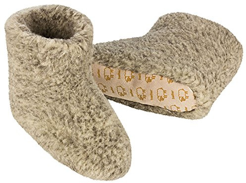 Tofflor av 100 % fårull – tillverkade i Tyskland – unisex, GRÅ, 42/43 EU