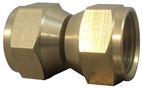 Double Swivel Nuts, Flare Tube Fitting Valve Connector For Burners Heaters Grill BBQ RV Fuel Line Propane LPG Gas applications 3/8” x 3/8 Female Flare (Actual Diameter 5/8 in x 5/8 inch) Brass 10 Pack