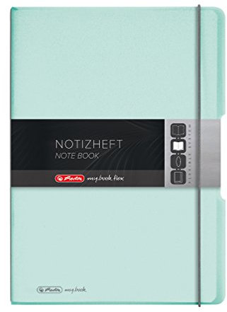 Herlitz 11408655 Notizheft (A4, PP-Wechselcover Mit VerschluÃŸgummi, 80g/m²) 80 Blatt Minze-transparent