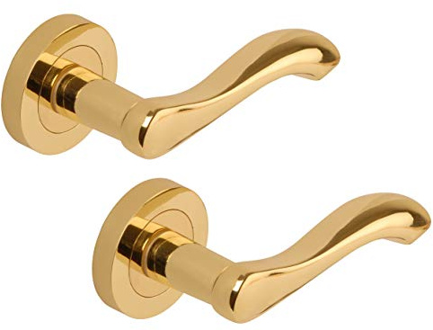 EXCEL - DH003678 Venus Passage Internal Door Handles on Round Rose, Polised Electro Brass