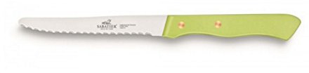 Sabatier - Set de 6 couteaux de Table SERIE 197-10,5 cm | Fabriqué en France, Lame Microdentée Inox et Rivets en Laiton, Parfait pour Couper Facilement Viandes, Fruits et Légumes
