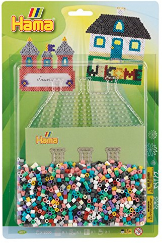 Hama 4077 - Sortiment Haus/Schloss, ca. 2000 Bügelperlen und Stiftplatte