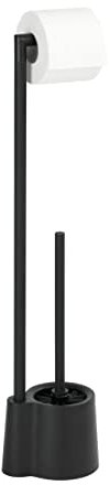 WENKO Stand WC-Garnitur Mod. Avola, freistehend, mit offenem WC-Bürstenhalter und Toilettenpapier-Halterung, aus rostfreiem Edelstahl und stabilen Kunststoffelementen, 13 x 70 x 16 cm, Schwarz matt