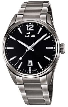 LOTUS Reloj Hombre Analógico de Acero Inoxidable 316l Gris | Movimiento de Cuarzo, Calendario, Cristal Mineral de Alta Resistencia, Resistente al Agua 10 ATM Clásico 18684/3 Chrono