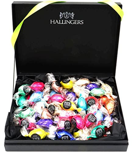 Hallingers Genuss Manufaktur Feinkost Oster-Geschenk-Set - XXL-Geschenkkorb Easter Box green großes Osternest mit 60 Pralinen-Ostereiern mit & ohne Alkohol, Ostern Körbchen für Frauen Männer