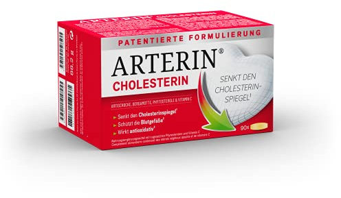 Arterin CHOLESTERIN - Nahrungsergänzungsmittel mit Phytosterolen und Vitamin C - senkt den Cholesterinspiegel(1) und hat eine antioxidative Wirkung(2) - 1 x 90 Tabletten