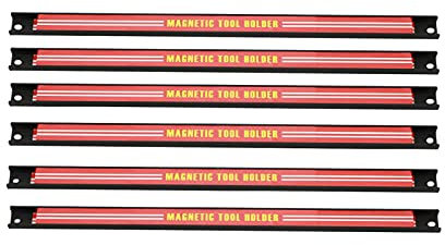 Youyijia Hardware Set of 6 Magnetic Tool Holder Racks 18 Inch Magnetic Tool Strip Heavy Duty Garage Workshop Wall Holder Strip for Tools Tool Bar with Magnet for Screwdriver Wrench (18)