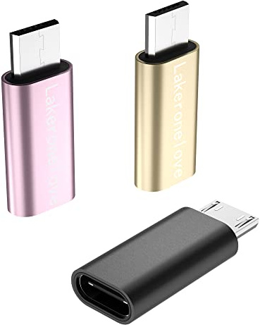 Adaptador USB C a Micro USB, 3 unidades, USB tipo C (hembra) a micro USB (macho), adaptador compatible con carga y sincronización para Samsung J6/J5/J4/J3/S7/S7 Edge/S6, Huawei Y7/Y6/P Smart/P8 Lite,