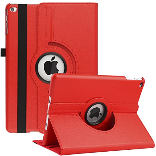 Custodia per iPad Air 2/ Air 1/ iPad 9,7 Pollici 5/ 6a Generazione (2017/2018) - Custodia Girevole a 360 Gradi Multi-Angolo con Auto Sveglia/Sonno funzione (Rosso)