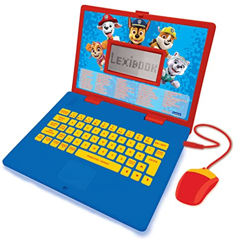 LEXIBOOK, Paw Patrol, Educational and Bilingual Laptop in English/Slovenian, Toy for children with 124 activities to learn, play games and music, Blue/red, JC598PAi18