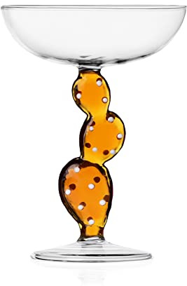 Ichendorf Milano Coppa Champagne, Cactus Ambra, Collezione Desert Plants, 30 cl, Vetro Borosilicato, Fatto a Mano