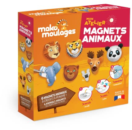 Mako Moulages - Mon Atelier Magnets Animaux - 1 moule de 6 empreintes - Kit de Loisirs créatifs - Made in France - A partir de 5 ans - Jeu d’Eveil - Motricité Fine - 39095