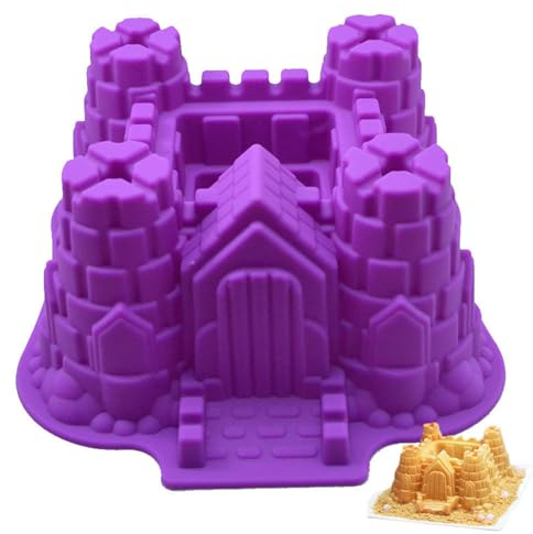 Holzsammlung Silikon-Backformen, 3D-Schloss-Kuchenform, antihaftbeschichtet, Silikon-Kuchenform für Kuchen, Gelatine, Brot, Seife, 22,6 x 20,3 x 10,5 cm