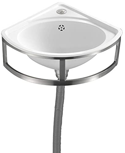 Lavandino da Bagno Lavandino Lavamani Lavandino Commerciale, Lavandino angolare a Parete con Rubinetto e Scarico Combinato