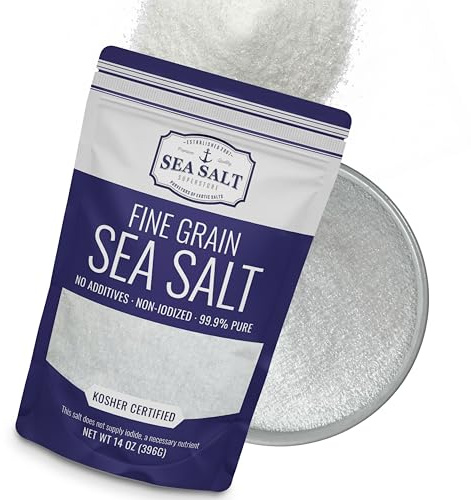 Fine Grain Sea Salt for Baking, Pure Non-Iodized Baja Table Salt Replacement, Mineral Rich for Cooking, 14 oz Bag