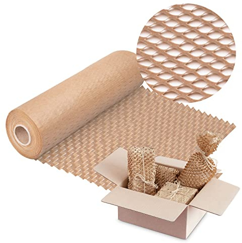 V1 TRADE Pappersrulle med vaxkaka 40 cm x 25 m – brunt kraftpapper – miljövänligt förpackningspapper – korrugerad kartong 90 g/m²