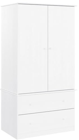 vidaXL Klädskåp ALTA vit 90x55x170 cm massiv furu, hatthyllor, klädstång, klädförvaring, klädskåp, klädstänger, jackhängare, garderob, garderober