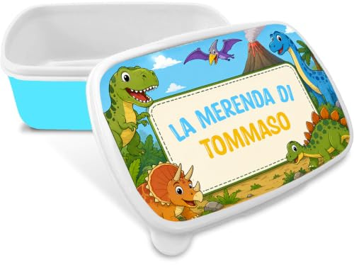 Mr. Gadgets Porta merenda personalizzato con nome -diversi modelli e colori CELESTE