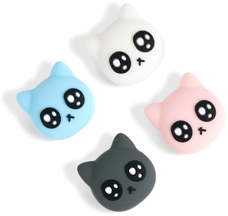GeekShare Lot de 4 Capuchons en Silicone Joycon pour Joystick compatibles avec Switch/OLED/Switch Lite, Chaton aux Yeux larmoyants