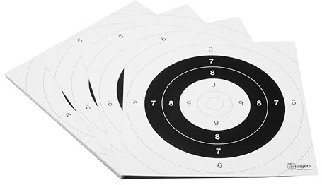Zielscheiben *P25 Target* | 26x26 cm | Karton 250g/m² | Ideal für Präzision und Mehrdistanz schießen | 9er, 10er und Mouche in Papierfarbe