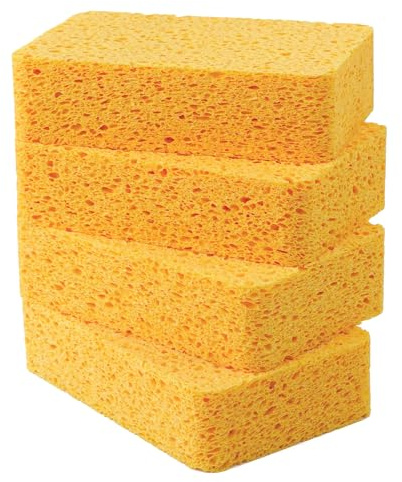 NBStarTech Kitchen Sponges – 4 Pack Large Cellulose Dish Washing Sponges, Natural Wood Pulp, Heavy-Duty Non-Scratch Cleaning for Kitchen, Bathroom, Countertops, Car Wash, 5.4x3.5x1.3 inch