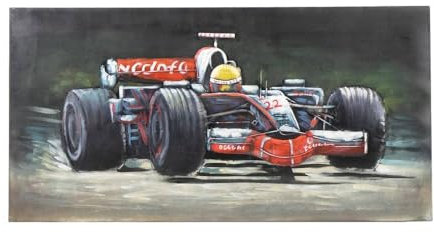SEART Metall-Bild mit 3D-effekt Formel 1 Rennwagen Rotes Auto Wandbilder für Männer 120x60cm