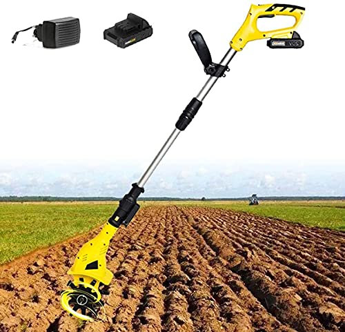Motozappa da Giardino, motozappa a Batteria, motozappa Portatile da 20 V, con Batteria al Litio da 4000 mAh e Caricabatterie, Impugnatura Regolabile, coltivatore Portatile per giar