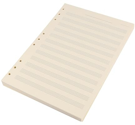 FUNOMOCYA Musikmanuskriptpapier Notizbuch Einlage Nachfüllpackung 100 Blatt mit Tintenfestem und Fusselfreiem Papier 2mm Linienabstand 12 Reihen Weiß für Musiker für Schüler und Lehrer