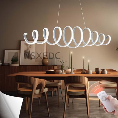 Dimmbar Moderne LED-Pendelleuchte Designer Beleuchtung DIY Versenkbarer Leuchtenkörper L100cm 90W Hängeleuchte Esstisch Büro Pendellampe Höhenverstellbar Küche Lampen (Weiß)
