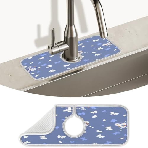 Spritzschutz für Küchenspüle, Vintage-Design, super saugfähig, Mikrofaser, Abtropfmatte, Spritzschutz hinter dem Wasserhahn, Tropfenfänger für Küche, Badezimmer, 38,1 x 13,7 cm