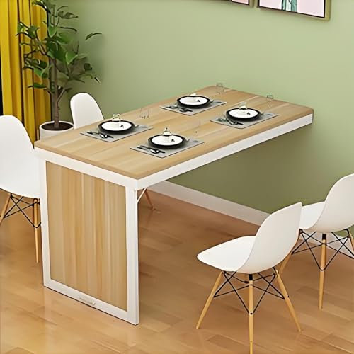 Tavolo A Scomparsa Da Muro A Ribalta, Pieghevole Salvaspazio Per Soggiorno, Scrivania 80x40x75 Cm Beige