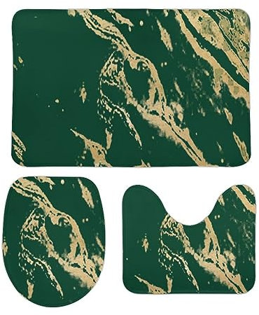 U-Förmiger Teppich Grünes Mädchen-Gold Wc Vorleger Set 3 Teilig Weiches Badezimmer Vorleger 3-Teiliges Wasserabsorbierend Badezimmer-Garnitur Für Badezimmer Badewanne Schlafzimmer