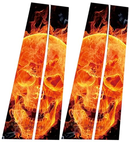 2 Stück Lackschutz Folie Set, Lackschutz Folie Set Für B Säule Zierblenden, Totenkopf-Aufkleber Für Die Mittelsäule Des Autos, Selbstklebender Aufkleber, Stilvolles Autozubehör Für Zu Hause
