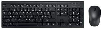 Kensington KM270 EQ Juego de Teclado inalámbrico de tamaño Completo y ratón ambidiestro silencioso para Ordenador y portátil, 2,4 GHz y BT 5.0, protección contra Salpicaduras de Agua, Chip ISO QWERTZ