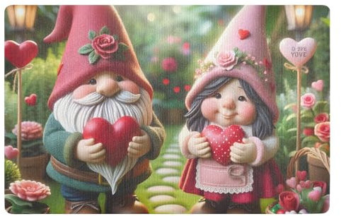 ODAWA Garden Gnomes Pink Doormat Dirt Trapper Absorbent Door Mat Front Door Entrance Mat, 32 x 20