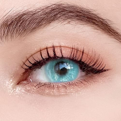 1 Paar Blau Monatslinsen Mit Stärke. 1-Month Kontaktlinsen 'Nebliger blauer Kristall', leicht einzusetzend - Topqualität für Cosplays, Fasching, Karneval und Halloween (-6.00 Dioptrien)