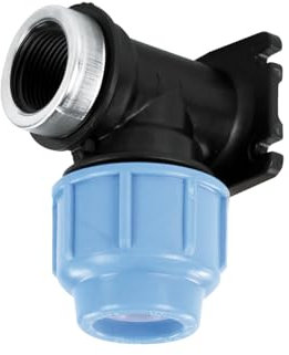 SAB Conector de codo de pared 20 x 1/2 pulgadas, empalmes de compresión Blueseal 16 PP, PN16, para empalme de tubos de polietileno para instalaciones de riego