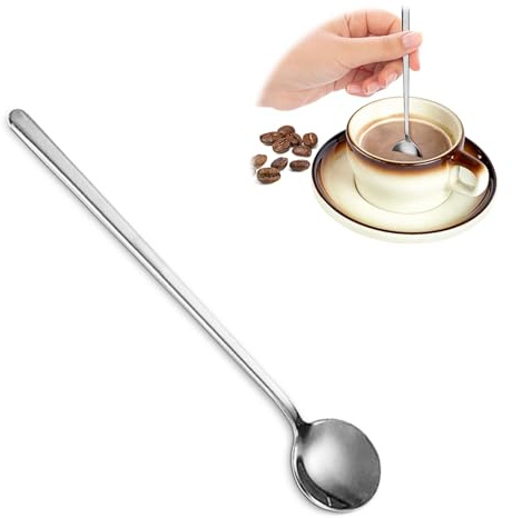 6 cucchiaini da caffè con manico lungo, in acciaio inox, per mescolare caffè, bar, 3 dimensioni (argento, 15 cm)