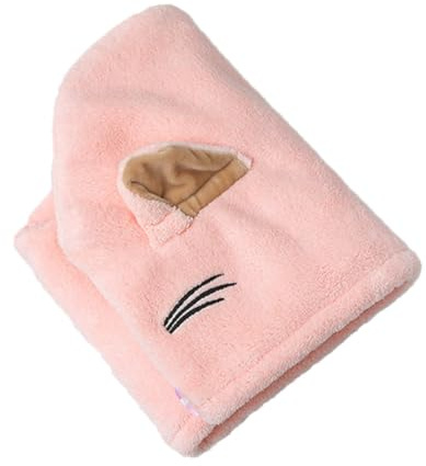 Katzen Haarwickel mit Stirnband, Schnelltrocknend, Coral Fleece, Rosa | Hautpflege und Maskenanwendung, Leicht zu Tragen, Saugfähig, Praktisch und Schön, Unisex Zufällige Farbe