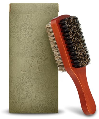 Men Wave Club Brush, 100% Natural Boar Bristle Hair Brush with 2-Sided Soft Hard Brush for Men and Barbers Thick Coarse Hair, Detangling, Smoothing