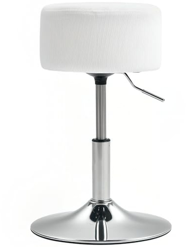 HOMCOM Taburete de Bar Taburete Giratorio Regulable en Altura 52-66 cm Tapizado en Pana Giratorio en 360° Silla Alta para Cocina Comedor Tocador Mostrador Blanco